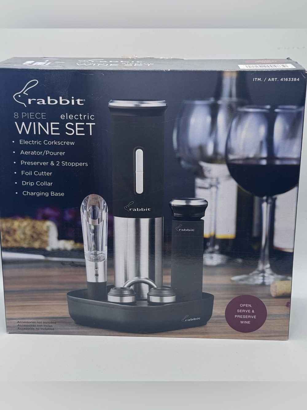 Rabbit 8 Piece Electric Wine Set, New In Box (Box has been opened but not used)